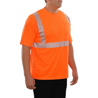 Reflective Apparel™ Birdseye® Hi-Vis Pocketed Shirt Reflective/Fluorescent Red-Orange