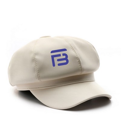 Retro Leather Beret Hat