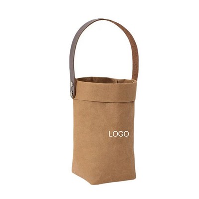 Washable Leather Cup Tote Bag