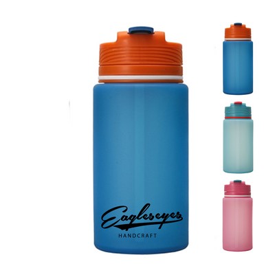24oz Collapsible Silicone Travel Water Bottle with Leak-Proof Folding Straw Lid