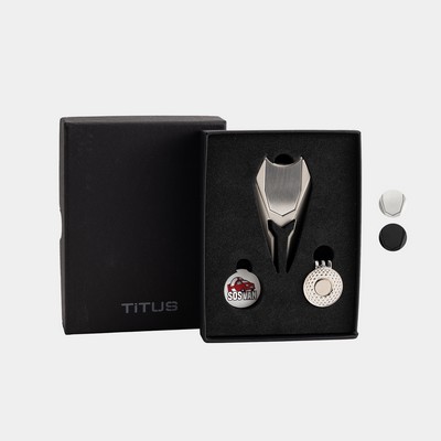 TiTUS® Metal Golf Tool Set - Divot Tool, Ball Marker & Cap Clip