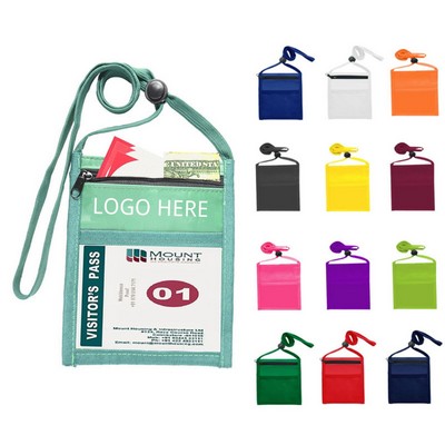 Clear PVC Pocket Neck Wallet w/Zippered Back Pocket