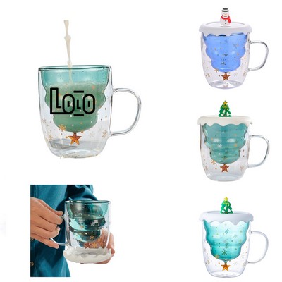 Christmas Tree Double Wall Glass Mug