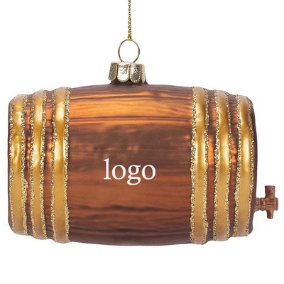 Wine Beer Barrel Glass Ornament