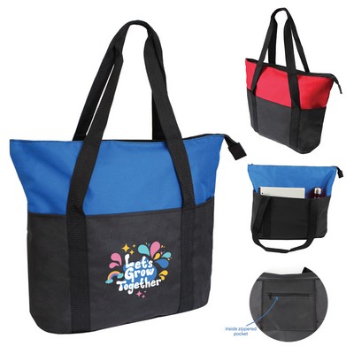 Dual Color Zipper Tote