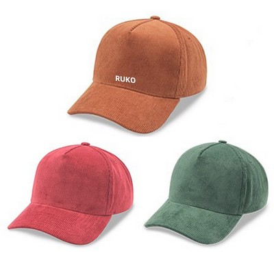 5 Panel Corduroy Two-Tone Snapback Cap - A Frame Style