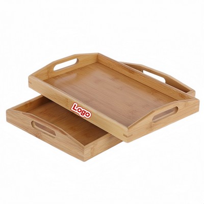 Rectangular Bamboo Tea Tray for Kung Fu Cups Fruit Bread and Dining Service