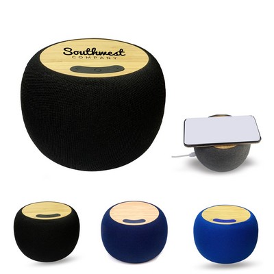 Wireless Charging Bamboo Top Speaker