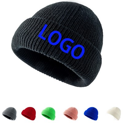 Warm Acrylic Knit Cuffed Winter Beanie Hat