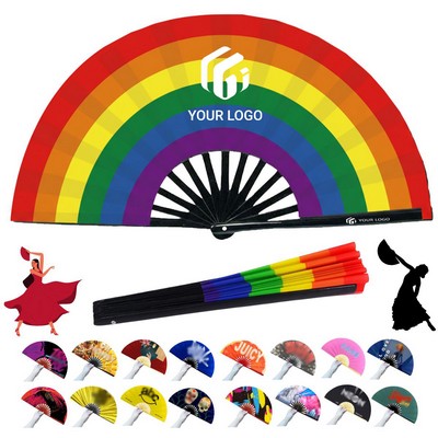 Festival party dancing decorative rainbow large folding fan
