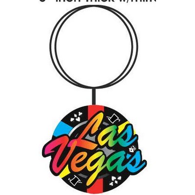 Las Vegas Poker Chip Key Chain w/Clear Mirrored Back (2 Square Inch)