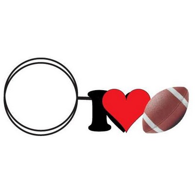 I Love Football Key Chain w/Clear Mirrored Back (4 Square Inch)