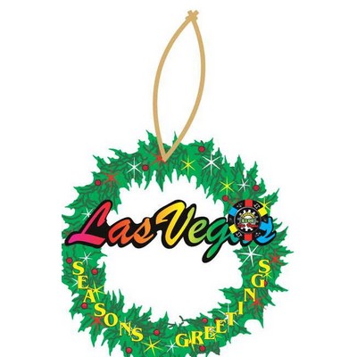 Las Vegas w/ Poker Chip Wreath Ornament w/ Clear Mirrored Back (8 Square Inch)