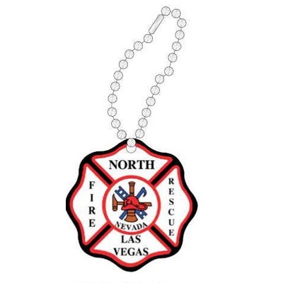 Fire Rescue Badge Promotional Line Key Chain w/ Black Back (8 Square Inch)
