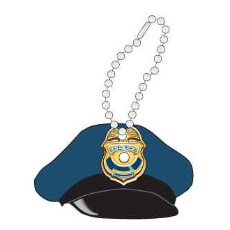 Police Cap Promotional Key Chain w/ Black Back (4 Square Inch)