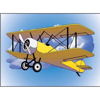 Yellow Bi-Plane Rectangle Badge w/ Bar Pin (2"x3")