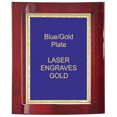 Eclipse Rosewood Piano Finish 8" x 10" Plaque - W/ 6" x 8" Blue/Gold Florentine Plate