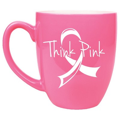 Pink Bistro Ceramic Mug, Engraved, 16 oz