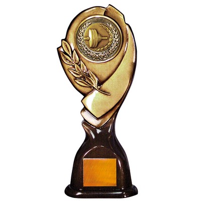 Stock 15" Classic Trophy with 2" Weightlifting Coin and Engraving Plate