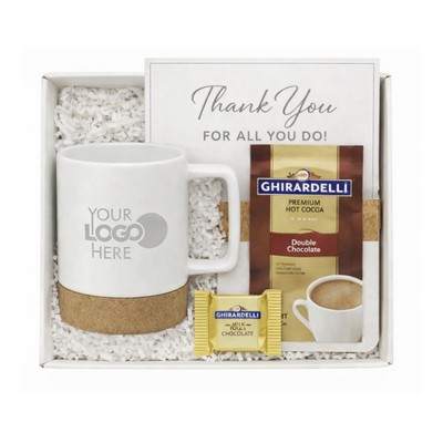 Cork Base Mug & Journal Gift Set with Ghirardelli Cocoa