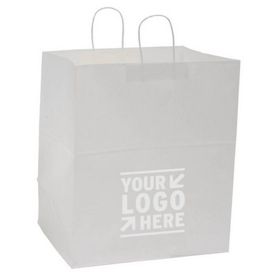 Food Service White Kraft Paper Grande Shopping Bag (16"x11"x18¼")