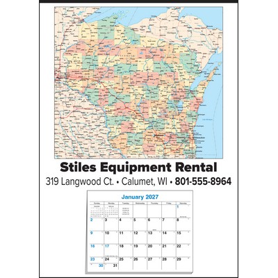 Small Wisconsin State Map Full Apron Calendar