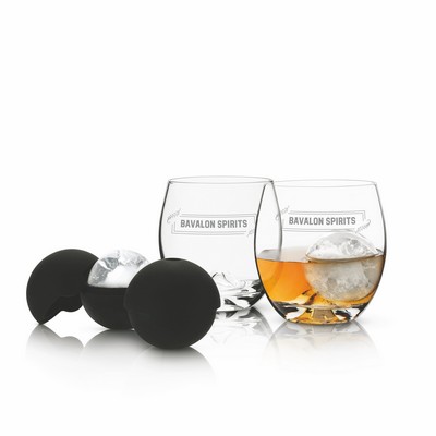 Viski® Glacier Rocks® 4-Piece Ice Ball Mold and Tumbler Set