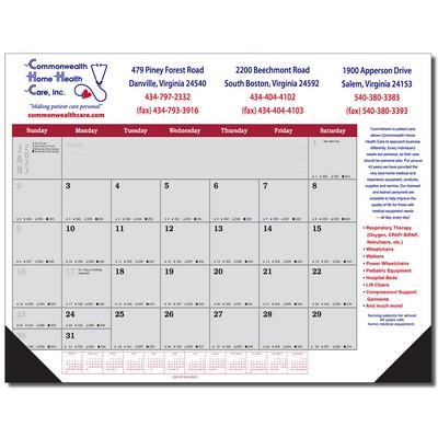 Jumbo Desk Pad Calendar - Maroon/Gray Datepad w/Side Notes