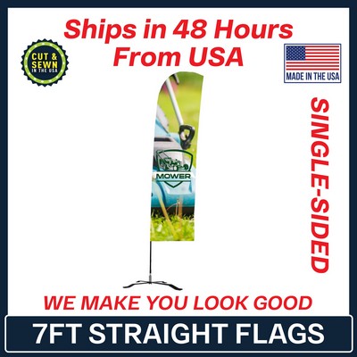 7' Single Sided Premium Straight Flag with Black X Base & Carry Bag - Made in the USA