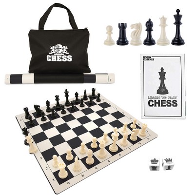 Tournament Chess Set - 20" Vinyl Board, Tote, King 3.75"
