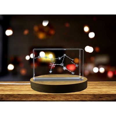Virgo 3D Engraved Crystal Trophy Award w/LED Base - Celestial Home Decor