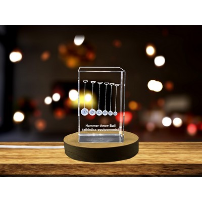 Hammer Thrower 3D Engraved Crystal Award - Trophy for Athletes