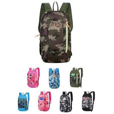 Stock Camo Waterproof Nylon Backpack - 15.8x8.7x4"