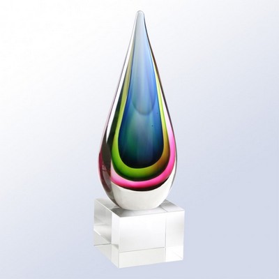 14" Blue/Green Tear Drop Award