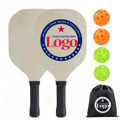 Full-Color Printed Wood Pickleball Paddle Set