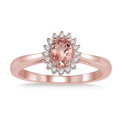 Jilco Inc Oval Morganite And Diamond Ring - Size 8