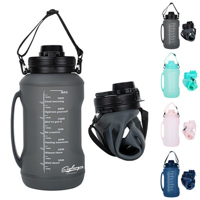 64oz Foldable Silicone Water Bottle with Straw