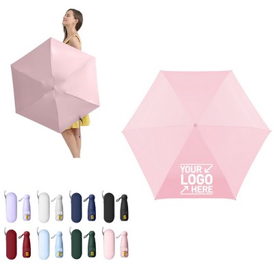 Mini Windproof Sun & Rain Pocket Umbrella With Case