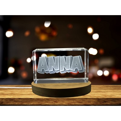 Anna Personalized 3D Crystal Trophy Award w/LED Base