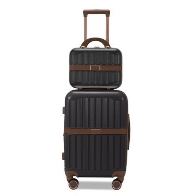 Dakota 2-Piece Hardside Carry-On Cosmetic Luggage Set, Black