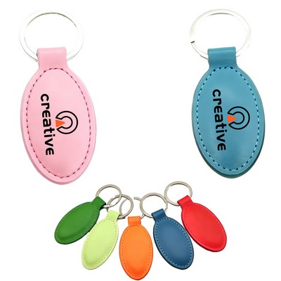Oval Leather Keychain