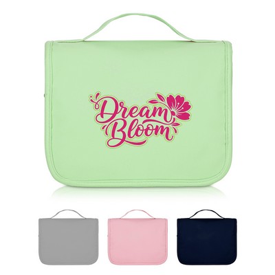 Hanging 600D PU Leather Toiletry Bag