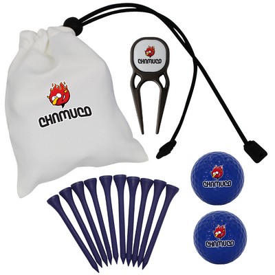 Pouch Pack Golf Essentials Gift Set - Golf Ball, Divot Tool & Tees