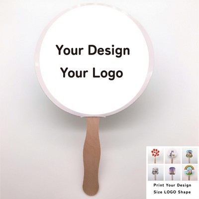 Custom Shape Paper Hand Fan With Wooden Stick