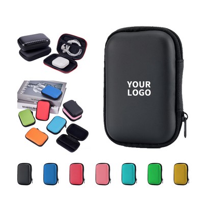 Small PU EVA Tech Cable Organizer Zipper Case with Mesh Compartment