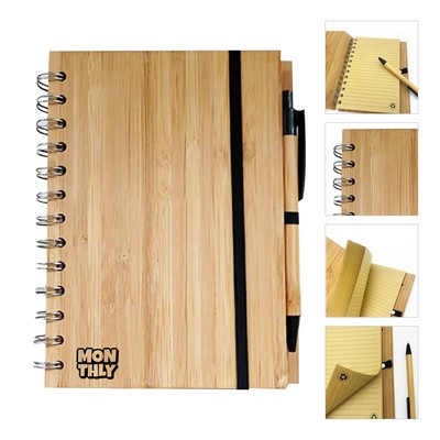 Bamboo Notebook With A Pen