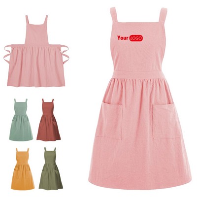 Vintage Cotton Linen Dress Style Apron