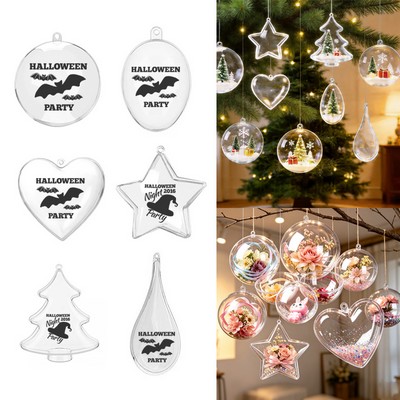 1.6" Clear Plastic Fillable Christmas Ball Ornaments