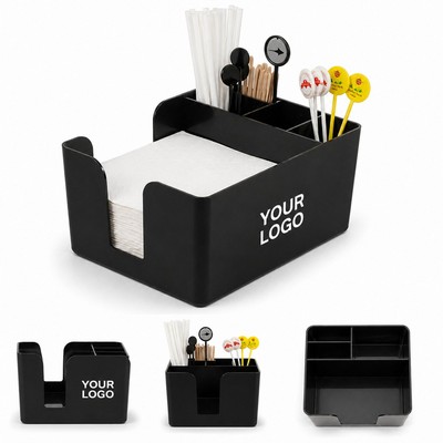 Plastic Straw & Napkin Organizer Caddy