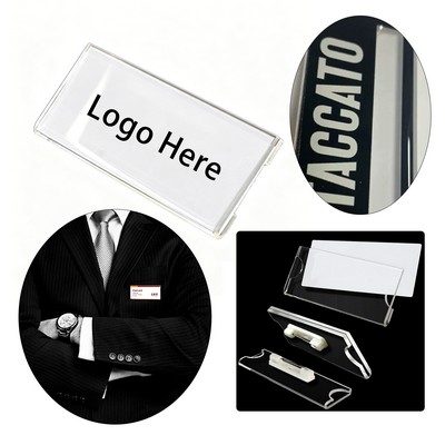 Crystal Clear Acrylic Name Tag Holder With Pin